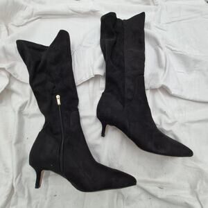 Women's Pointed Toe Kitten Heel Boots - Black
